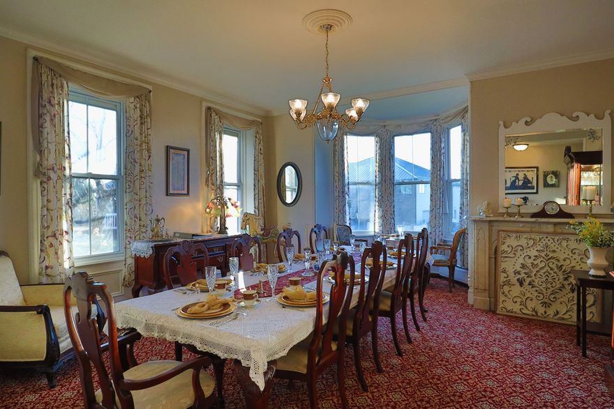 The Cloran Mansion dining room set for breakfast